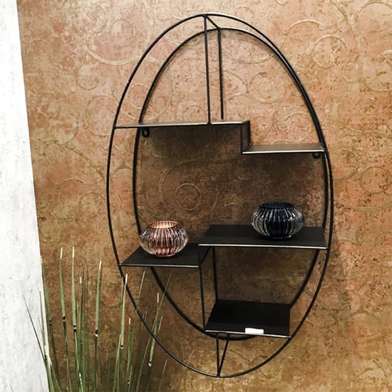 Read more about Elwoka oval 3 shelves metal wall shelf in black