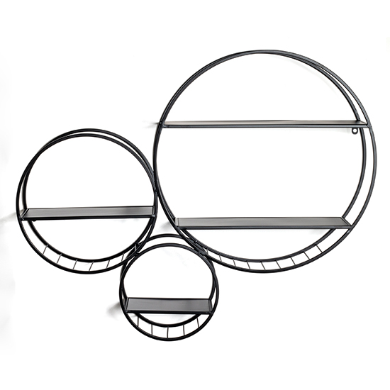 Elwoka Round 4 Shelves Metal Wall Shelves In Black