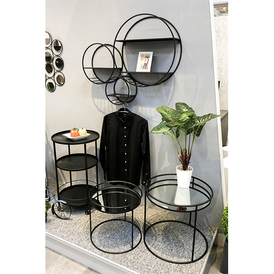 Elwoka Round 4 Shelves Metal Wall Shelves In Black