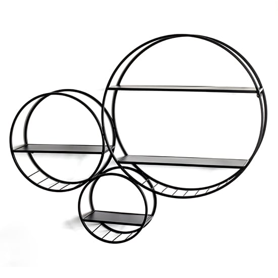 Read more about Elwoka round 4 shelves metal wall shelves in black