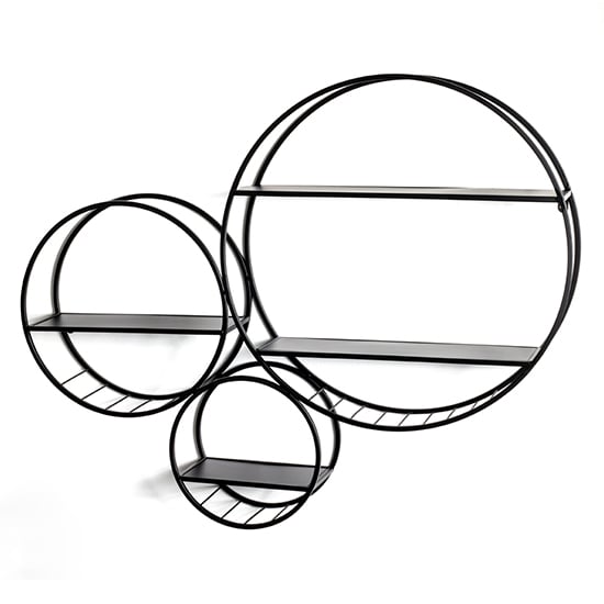 Photo of Elwoka round 4 shelves metal wall shelves in black