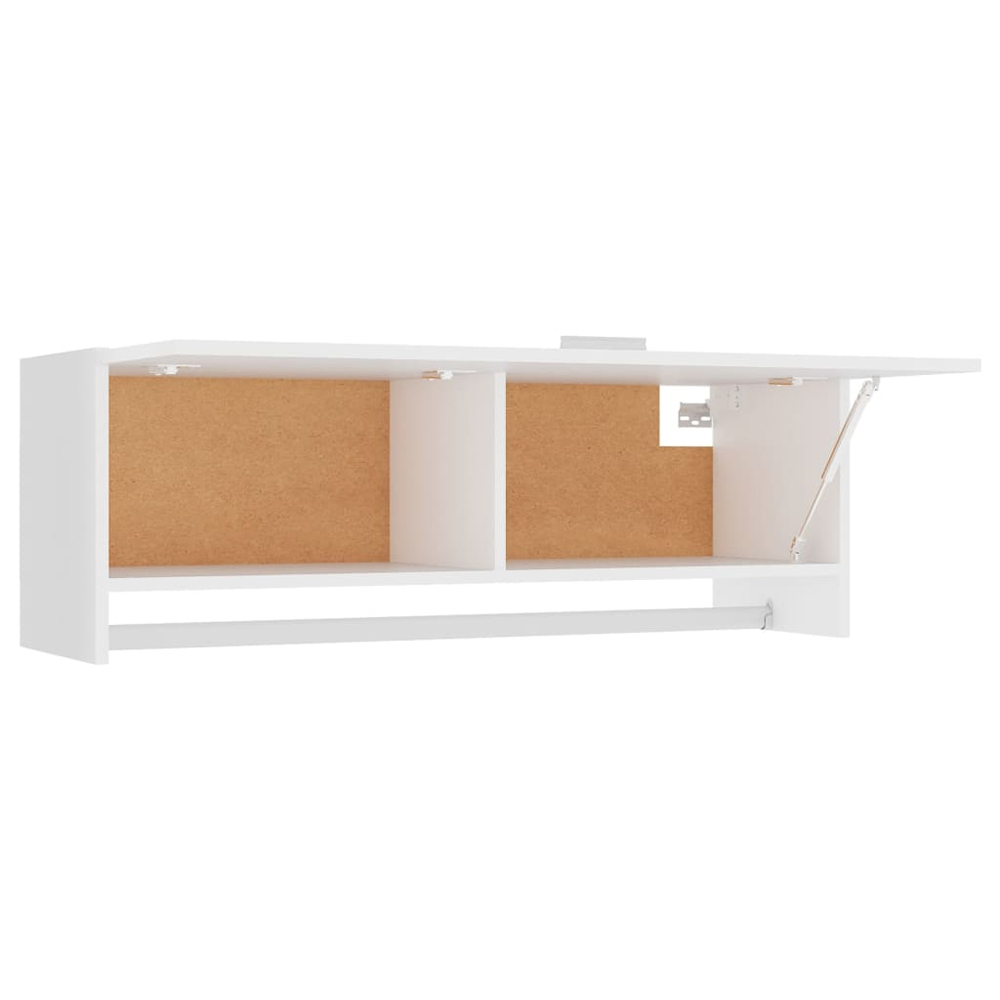 Elwood 100cm Wooden Wall Hung Coat Rack - White