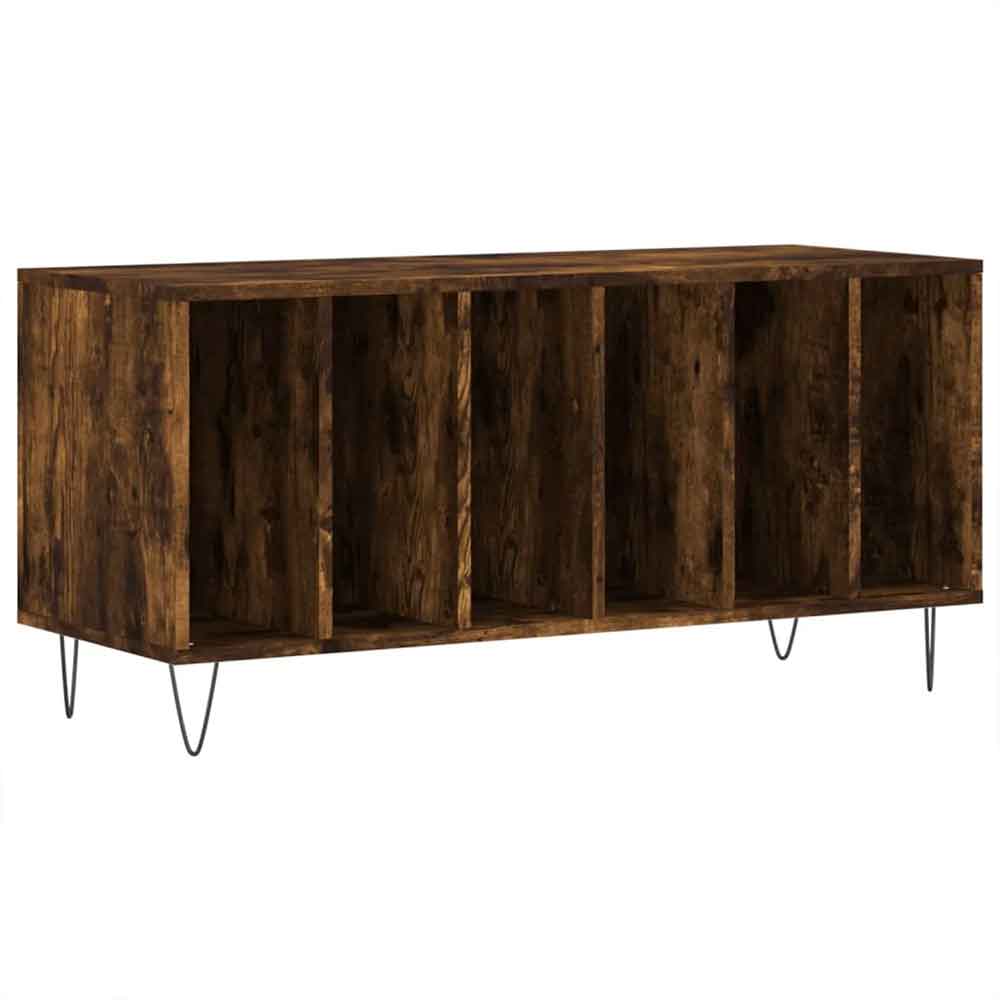 Elwood 100cm Wooden Filing Cabinet With 6 Shelves And Metal Legs - Smoked Oak
