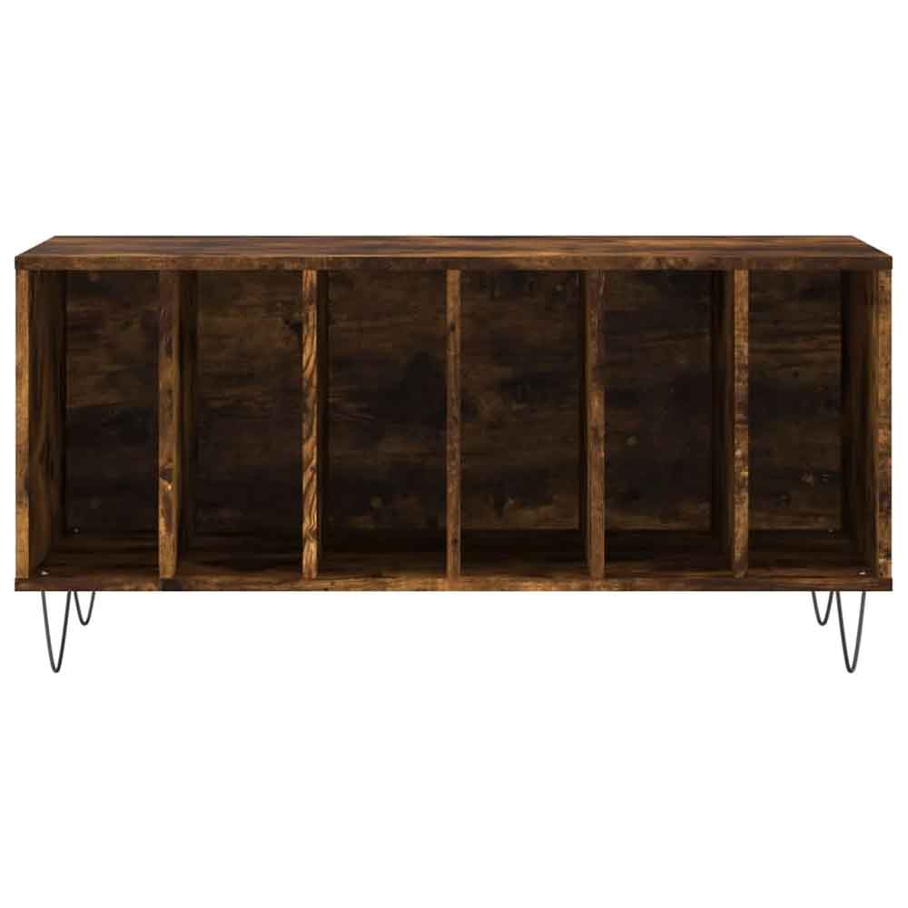 Elwood 100cm Wooden Filing Cabinet With 6 Shelves And Metal Legs - Smoked Oak