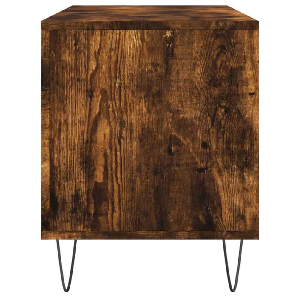 Elwood 100cm Wooden Filing Cabinet With 6 Shelves And Metal Legs - Smoked Oak