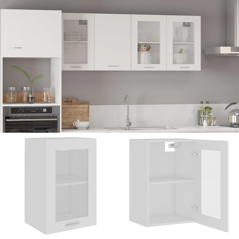 Elwood 40cm Wall Hung Wooden Storage Cabinet With 1 Glass Door - White