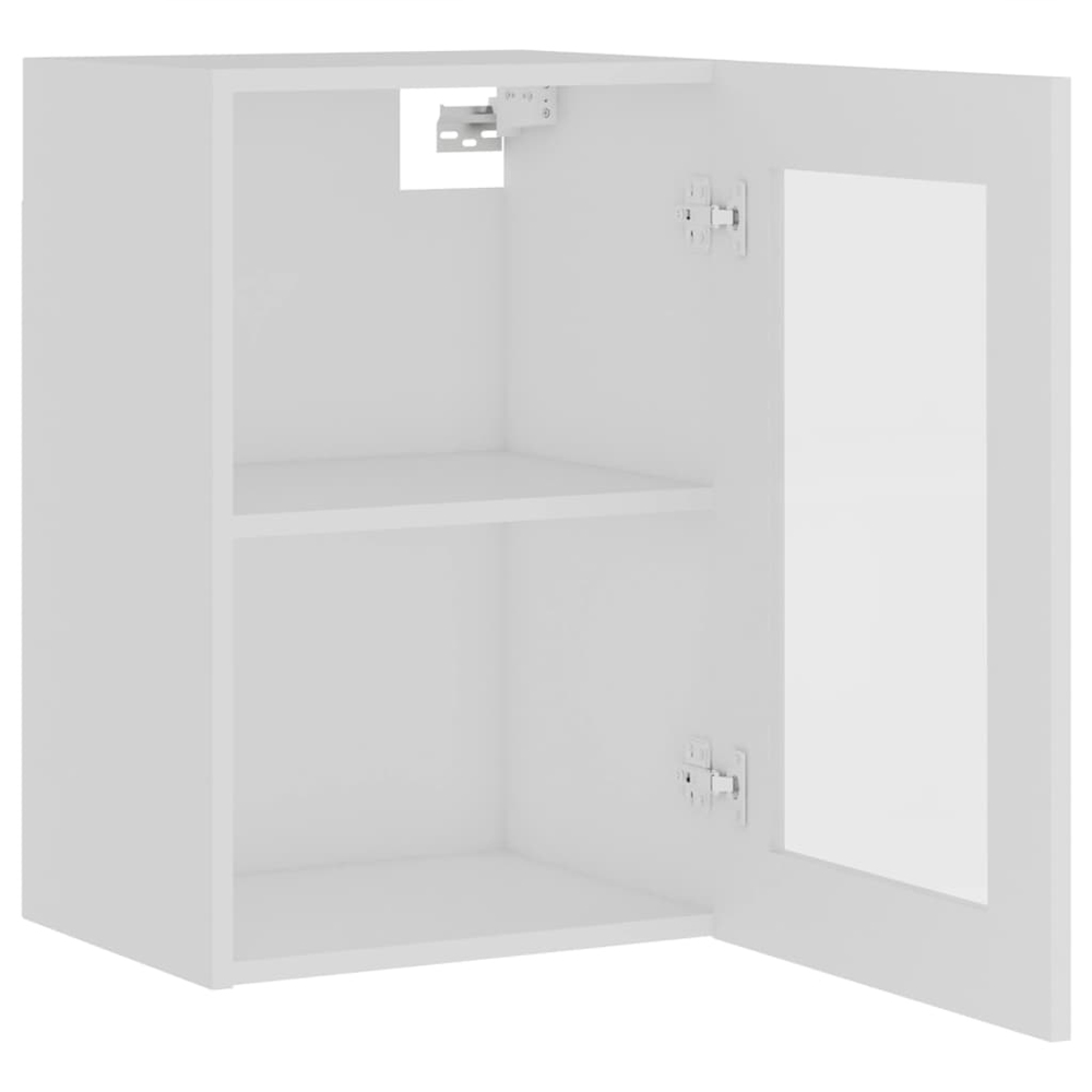 Elwood 40cm Wall Hung Wooden Storage Cabinet With 1 Glass Door - White