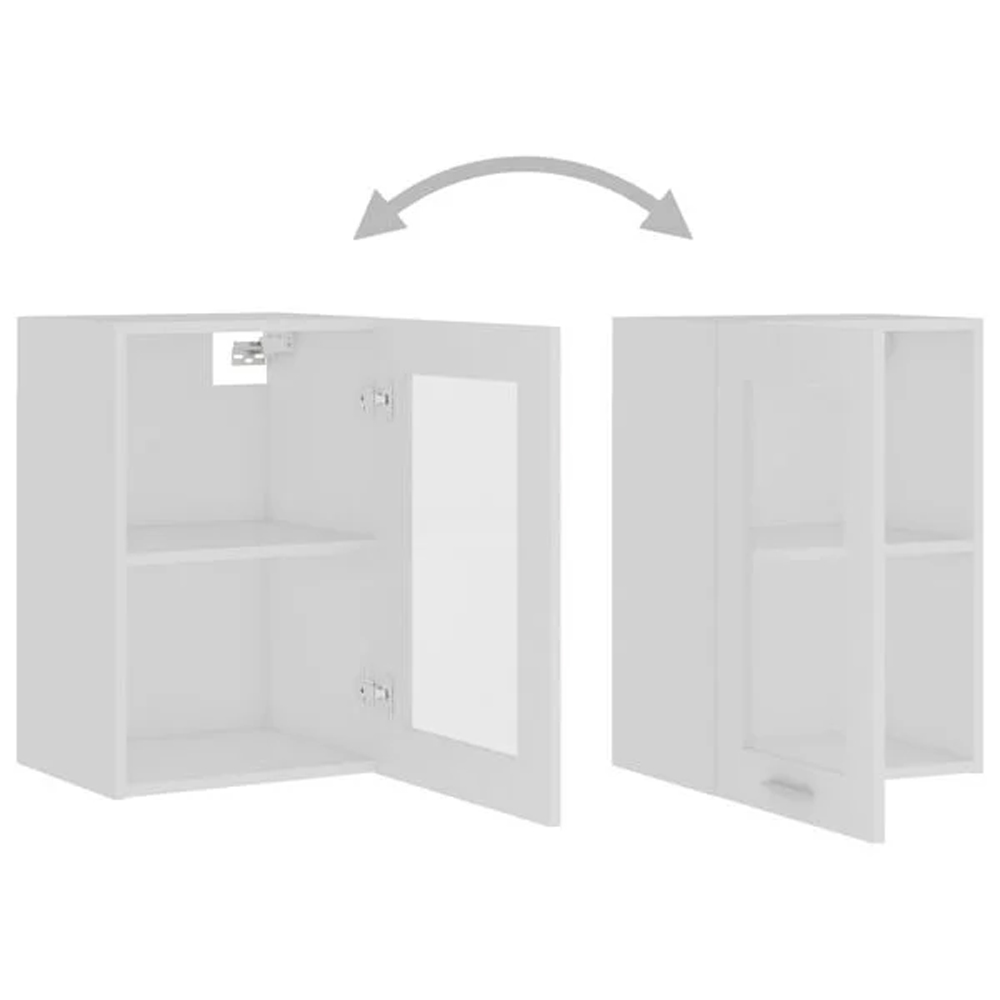 Elwood 40cm Wall Hung Wooden Storage Cabinet With 1 Glass Door - White