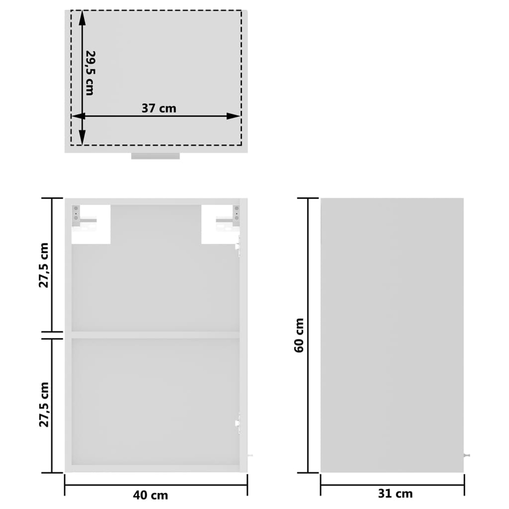 Elwood 40cm Wall Hung Wooden Storage Cabinet With 1 Glass Door - White