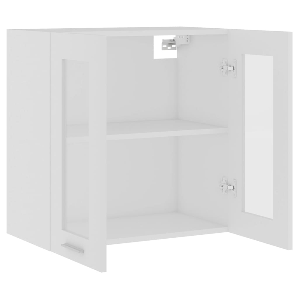 Elwood 60cm Wall Hung Wooden Storage Cabinet With 2 Glass Doors - White
