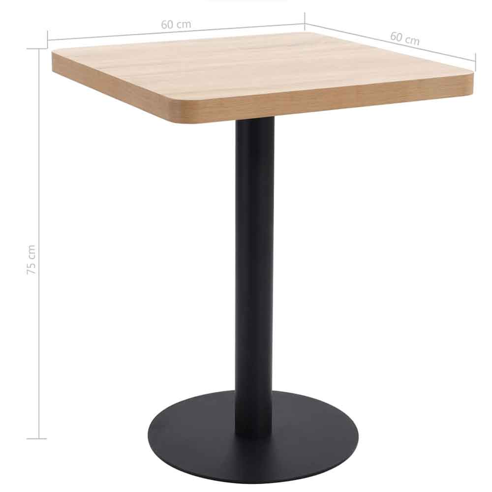 Elwood 60cm Wooden Square Bistro Table - Light Brown/Black