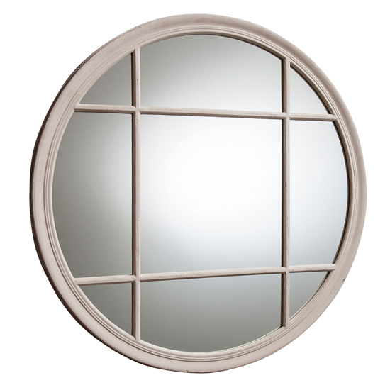 Elwood Round Portrait Wall Mirror In Clay Wooden Frame
