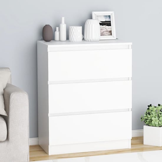 Elyes Wooden Chest Of 3 Drawers In White