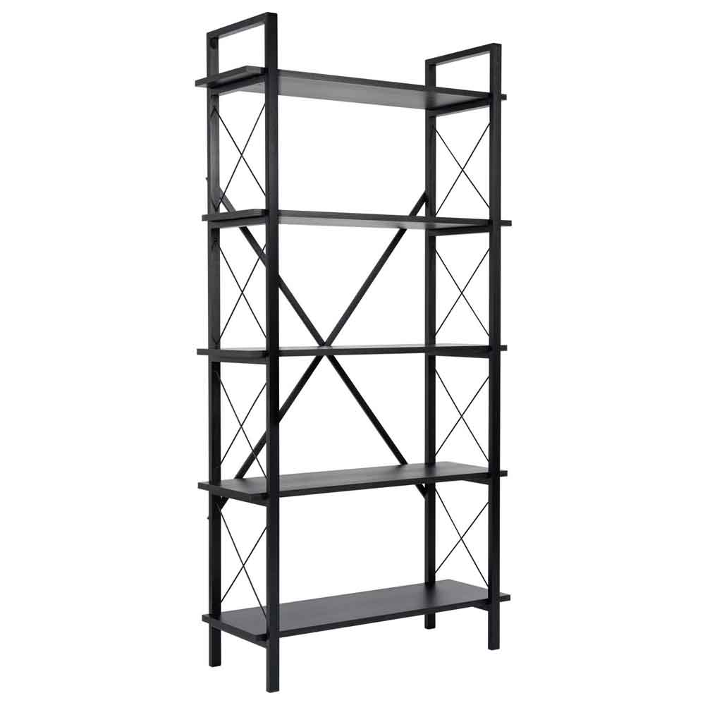 Elyon Wooden Shelving Unit with 5 Shelves in Black