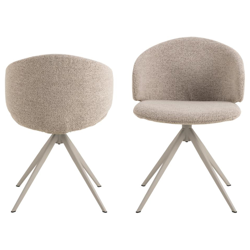 Elyria Beige Fabric Dining Chairs In Pair