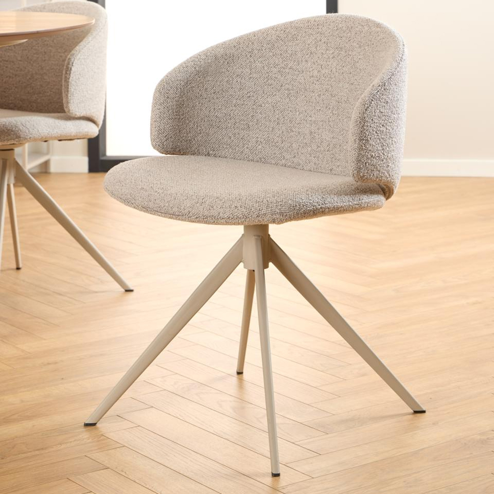 Elyria Beige Fabric Dining Chairs In Pair