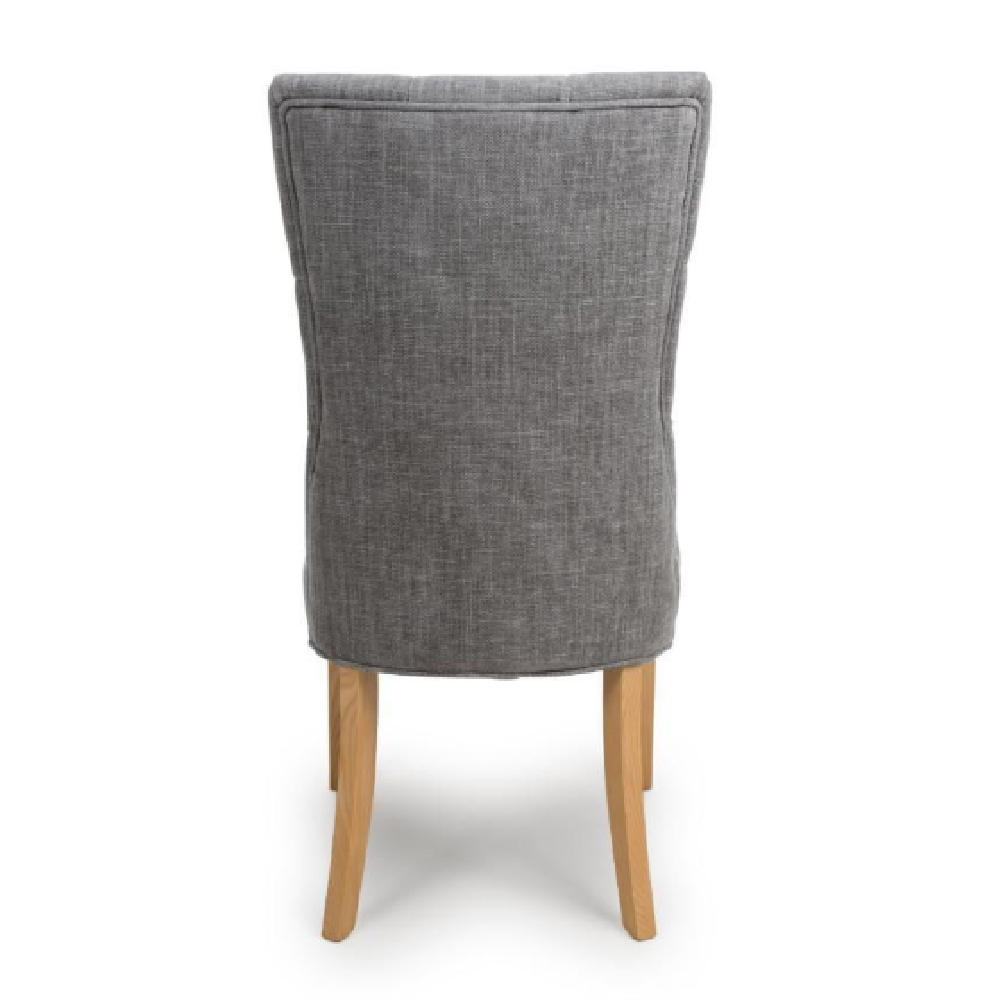 Elyria Grey Fabric Dining Chairs With Oak Legs In Pair