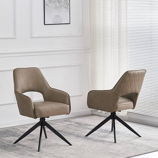 Read more about Elyrica taupe faux leather dining chairs in pair