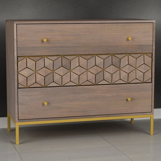 Read more about Elyton chest of drawers in grey wash with 3 drawers