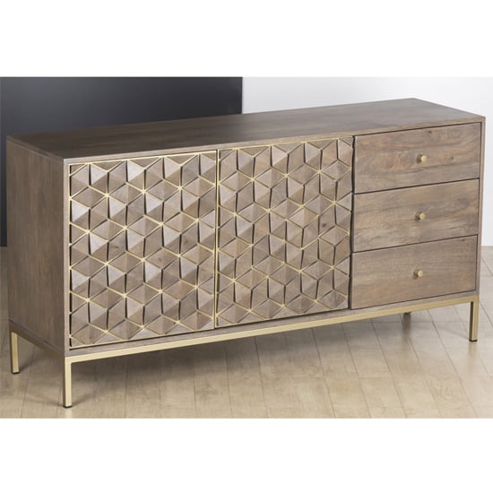 Product photograph of Elyton Sideboard In Grey Wash With 2 Doors And 3 Drawers from Furniture in Fashion