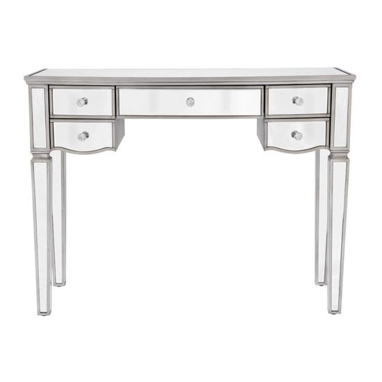 Elysee Glass Dressing Table In Mirrored With 5 Drawers_2