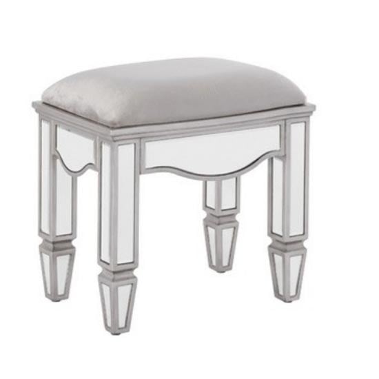 Elysee Glass Dressing Table Stool In Mirrored FiF
