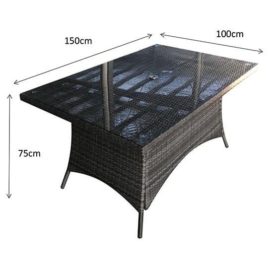 Elysia Clear Glass Top 150cm Dining Table In Mixed Grey_2