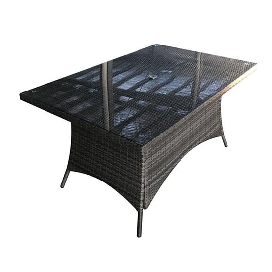 Photo of Elysia clear glass top 150cm dining table in mixed grey