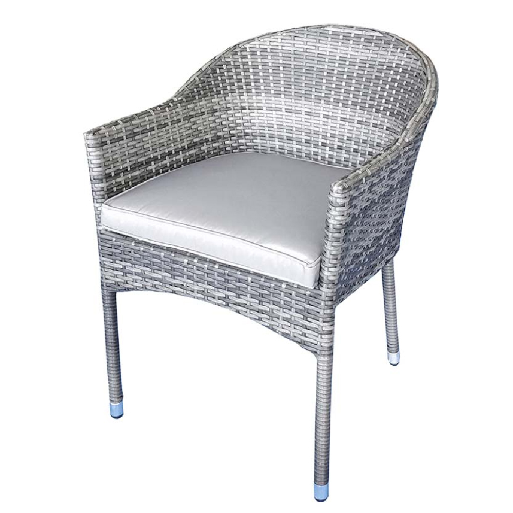 Elysia Grey Rattan Armchairs With Cushion In Pair