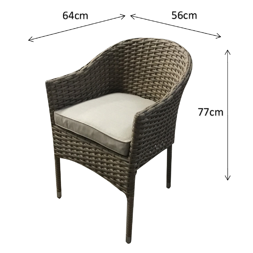 Elysia Grey Rattan Armchairs With Cushion In Pair