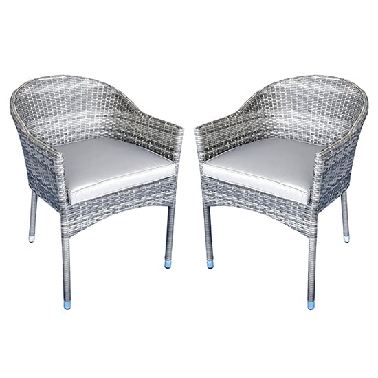 Read more about Elysia mixed grey weave stacking armchairs in pair