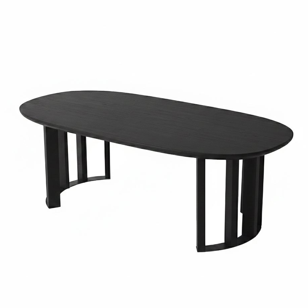 Elysia Oval Solid Wood Coffee Table in Anthracite