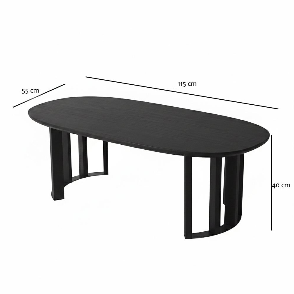 Elysia Oval Solid Wood Coffee Table in Anthracite