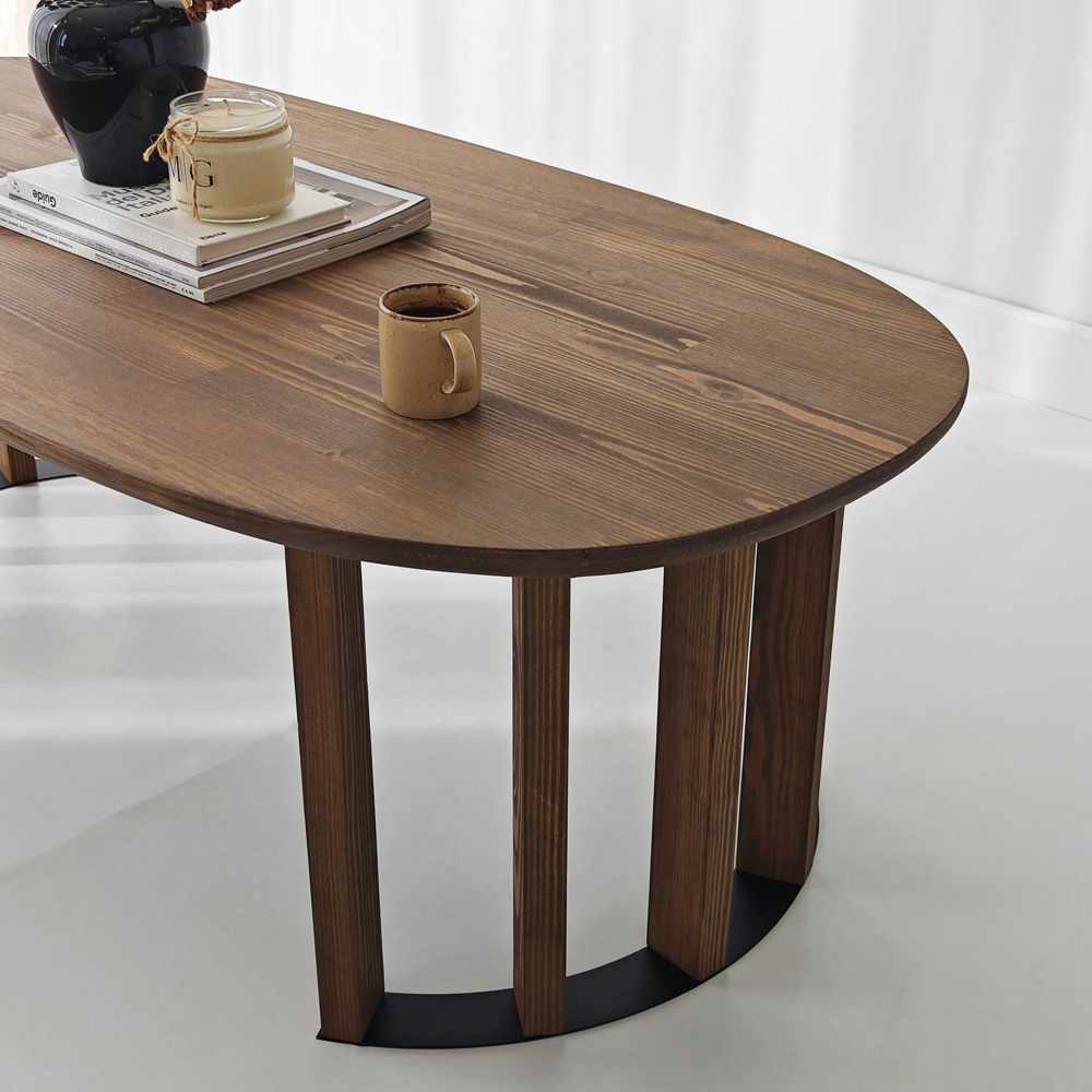 Elysia Oval Solid Wood Coffee Table in Walnut