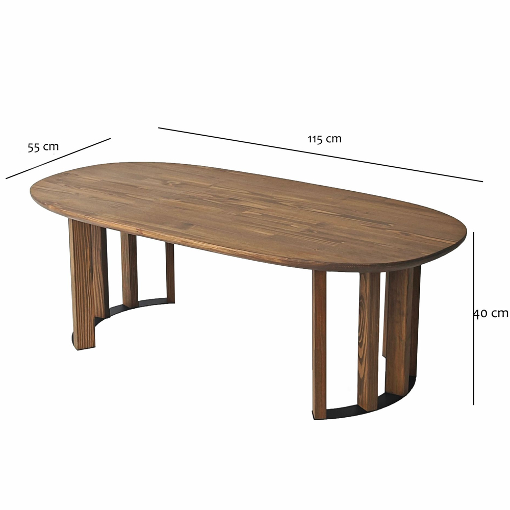Elysia Oval Solid Wood Coffee Table in Walnut