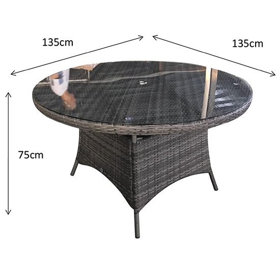 Elysia Round Clear Glass Top 135cm Dining Table In Mixed Grey_2