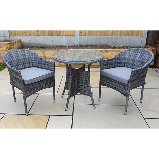Elysia Round Clear Glass Top 70cm Bistro Table In Mixed Grey_2