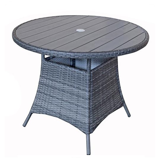 Read more about Elysia round wooden top 100cm dining table in mixed grey