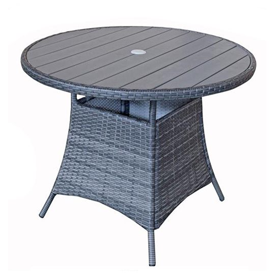 Photo of Elysia round wooden top 100cm dining table in mixed grey