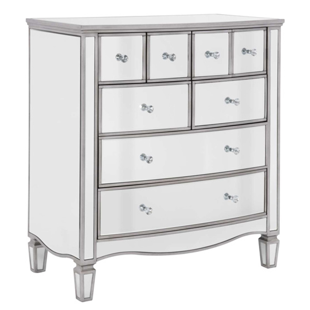 Elyssa Mirrored Chest 8 Of Drawers In Silver