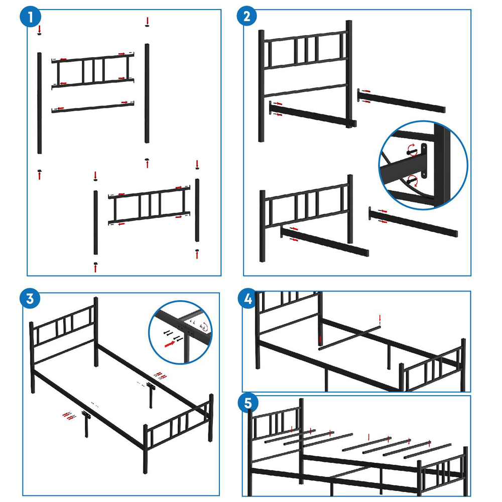 Elzano Metal Single Bed In Black