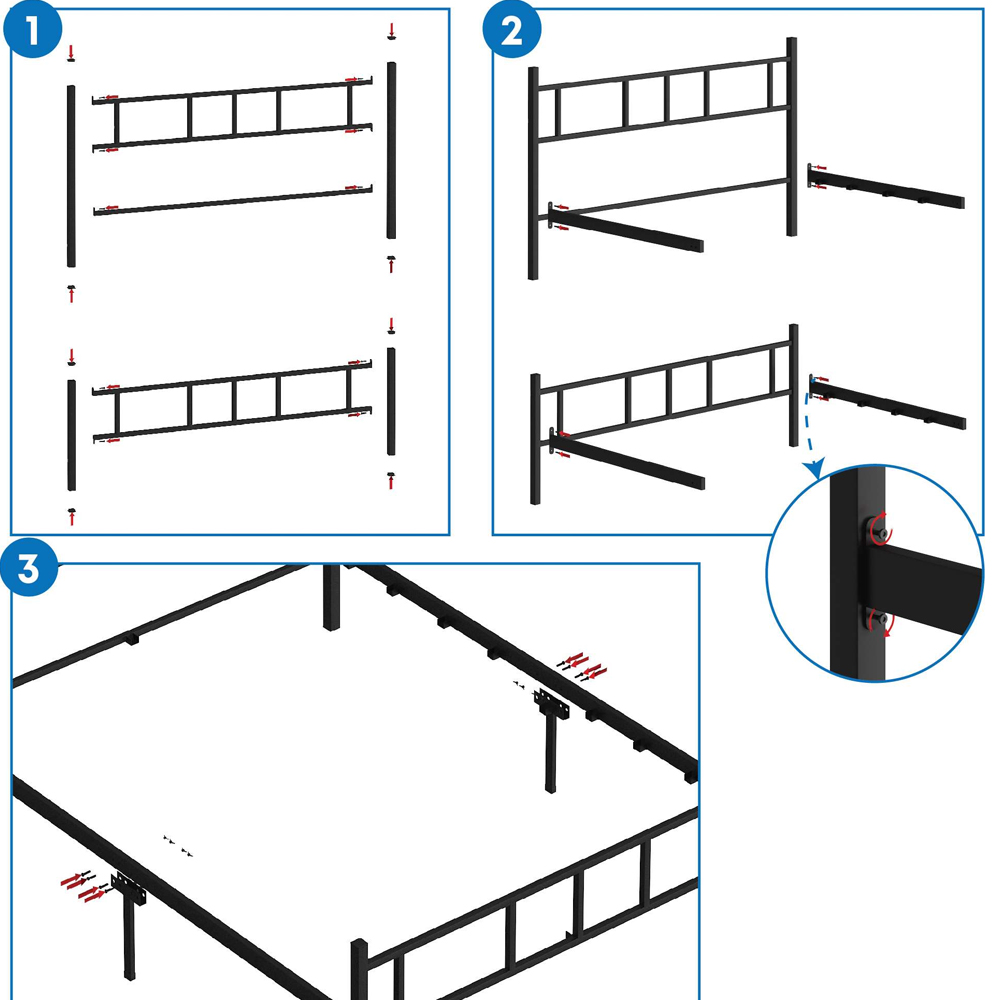 Elzano Metal Small Double Bed in Black