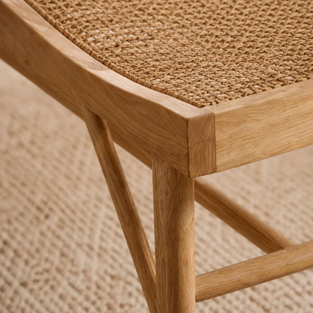 Elzario Rattan Dining Bench in Ash