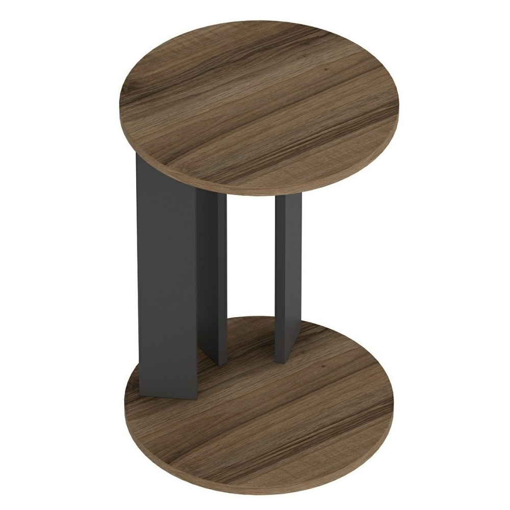 Ema Wooden Side Table in Walnut and Anthracite