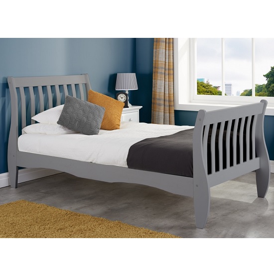 Emberly Wooden Single Bed In Grey Furniture in Fashion