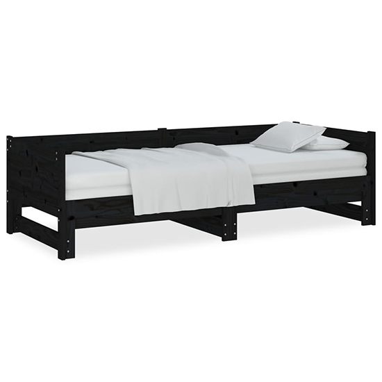 Emeric Solid Pine Wood Pull-out Single Day Bed In Black