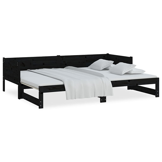 Emeric Solid Pine Wood Pull-out Single Day Bed In Black