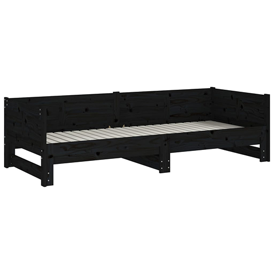 Emeric Solid Pine Wood Pull-out Single Day Bed In Black