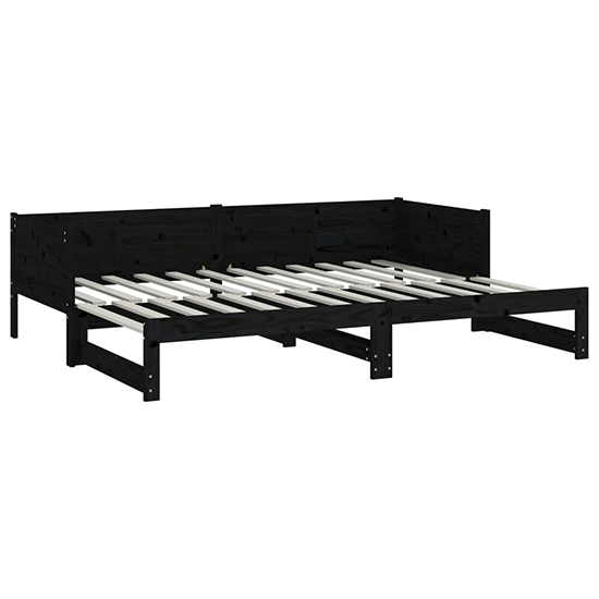 Emeric Solid Pine Wood Pull-out Single Day Bed In Black