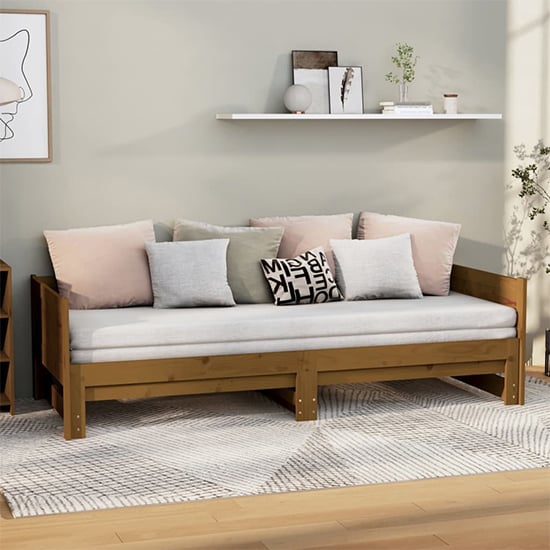 Read more about Emeric solid pine wood pull-out single day bed in honey brown